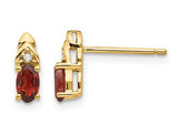 14K Yellow Gold Natural Garnet Post Earrings with Diamond Accents